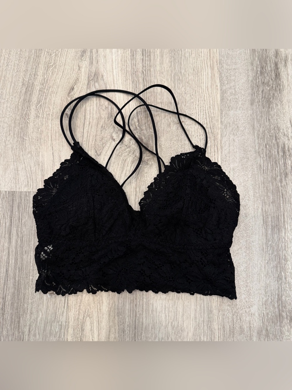 Victoria’s Secret PINK Black Lace Longline Bralette Medium Strappy